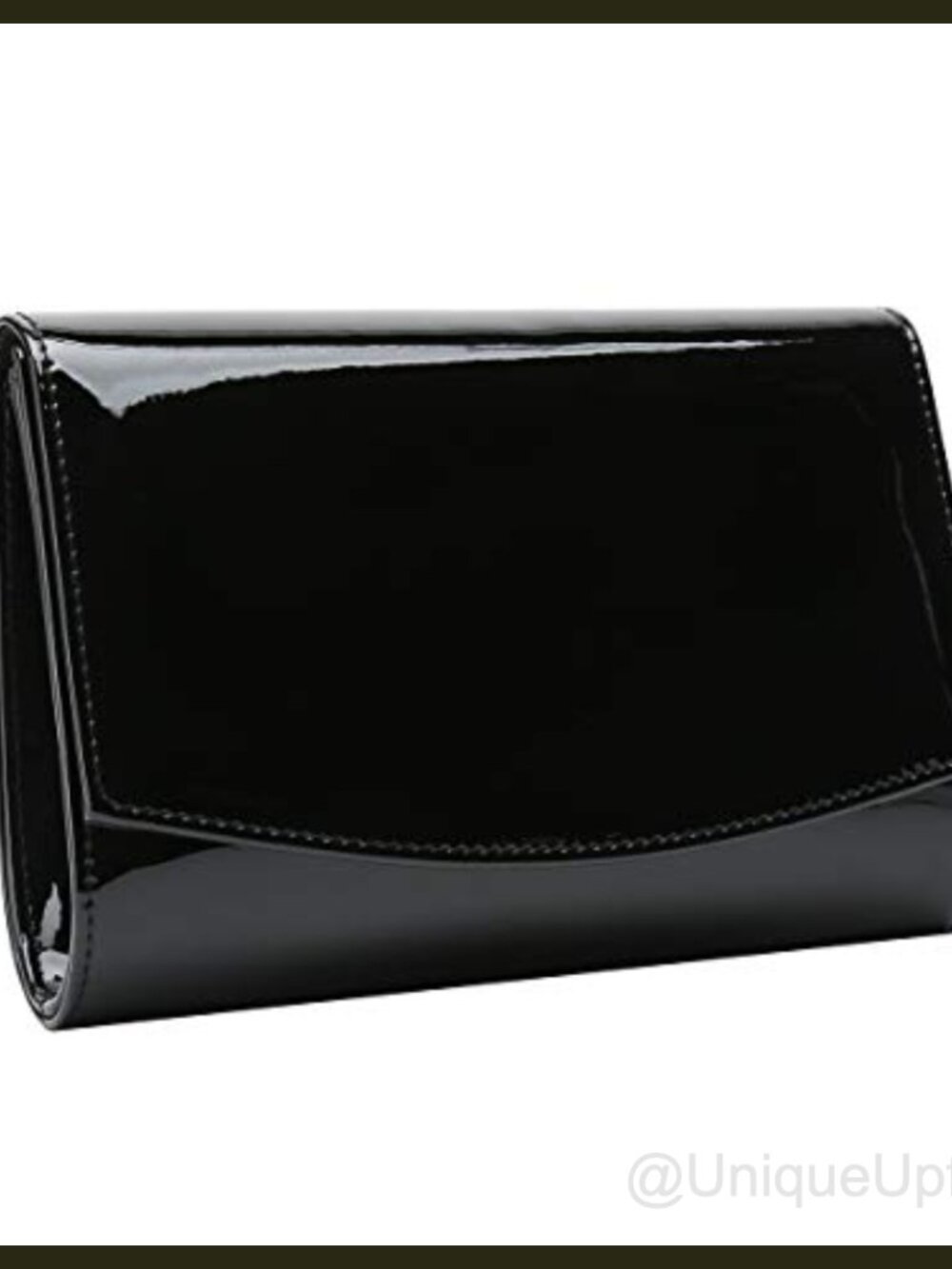 Patent Vegan Leather Flap Clutch Evening Bag with Chain Strap